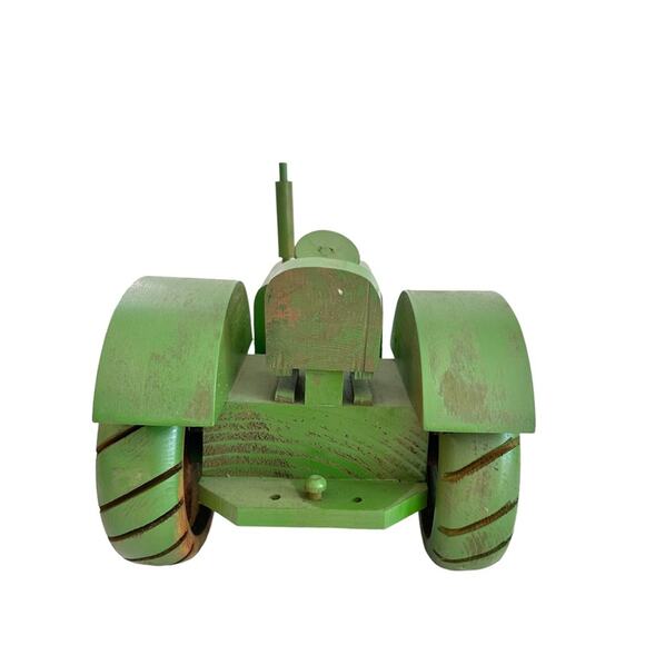 Vintage Farm Tractor Handcrafted Wooden Green Toy Art Display by Walter M Rein - Picture 4 of 15